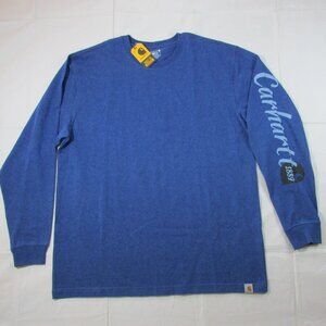 Carhartt Men's Loose Fit Heavyweight Long Script Logo Sleeve Graphic T-Shirt Lak